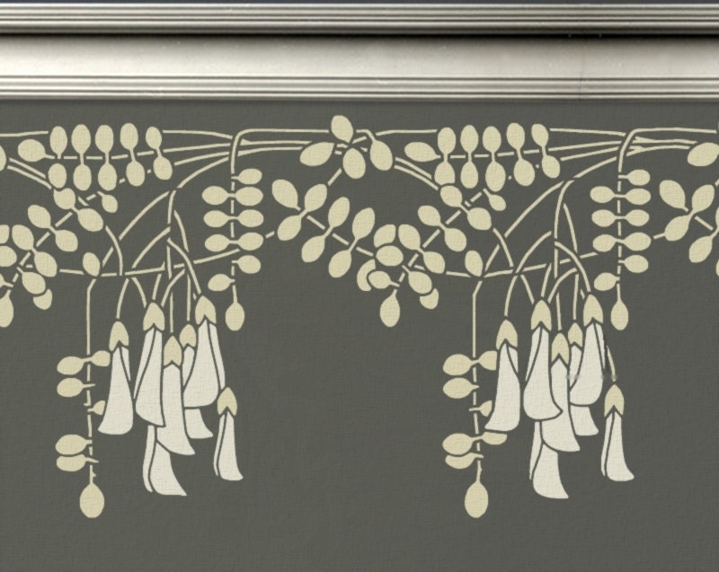 STENCIL for Walls - Black Locust Flowers BORDER - Reusable Wall Stencil