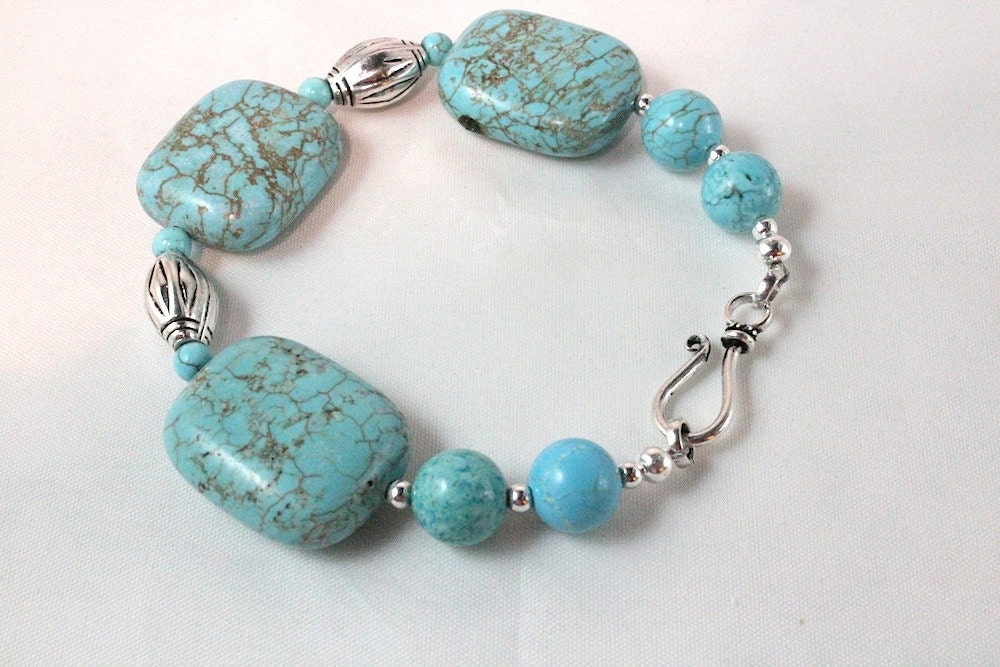Turquoise and Sterling Silver Southwestern Bracelet