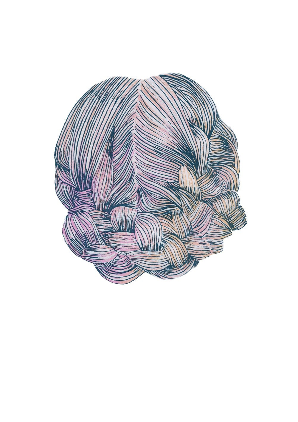 braided hair - A4 print