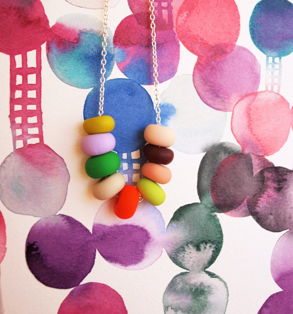 olive handmade bead necklace