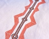 Vintage Swedish Embroidery Linen Huck Towels in Orange and Black Thanksgiving Colors