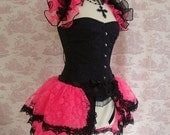Pink Enchantment   BURLESQUE  Bustle Skirt  and Shrug SET goth Pin Up