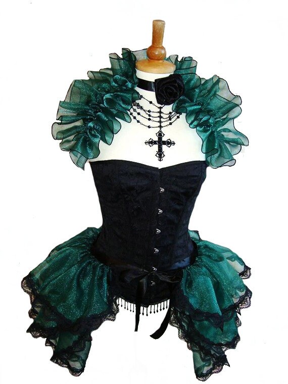 ABSINTH GODDESS Chiffon Burlesque Bustle Skirt GOTHIC Steampunk