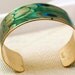 Green Peacock Feather Brass Cuff Bracelet