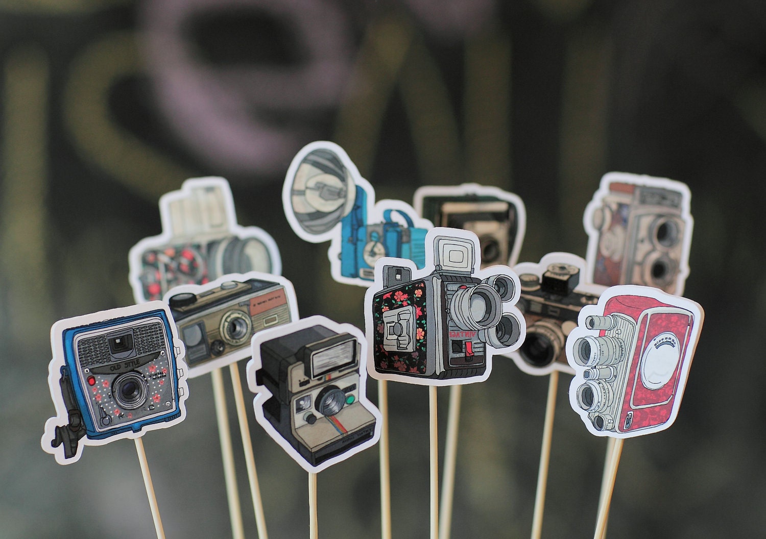 Vintage Camera Cupcake Toppers