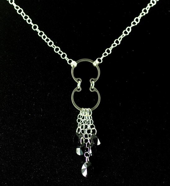 Black crystal necklace, hardware jewelry