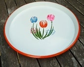 Vintage Molded Fiberglass Serving Tray FLOWER POWER