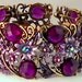 Purple Glass Enameled Beaded Cuff Bracelet Mother's Day