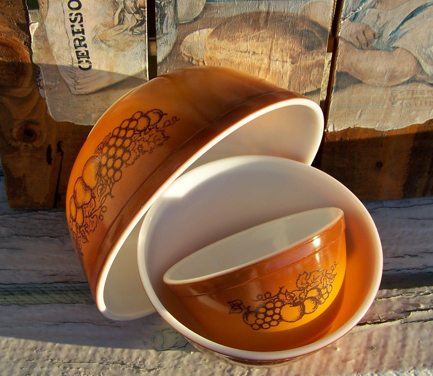 Vintage Pyrex Old Orchard Mixing Bowls