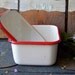 Enamelware Container White with Red trim