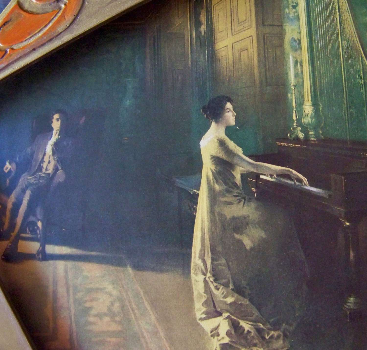 Antique Piano Lithograph 1906 Signed