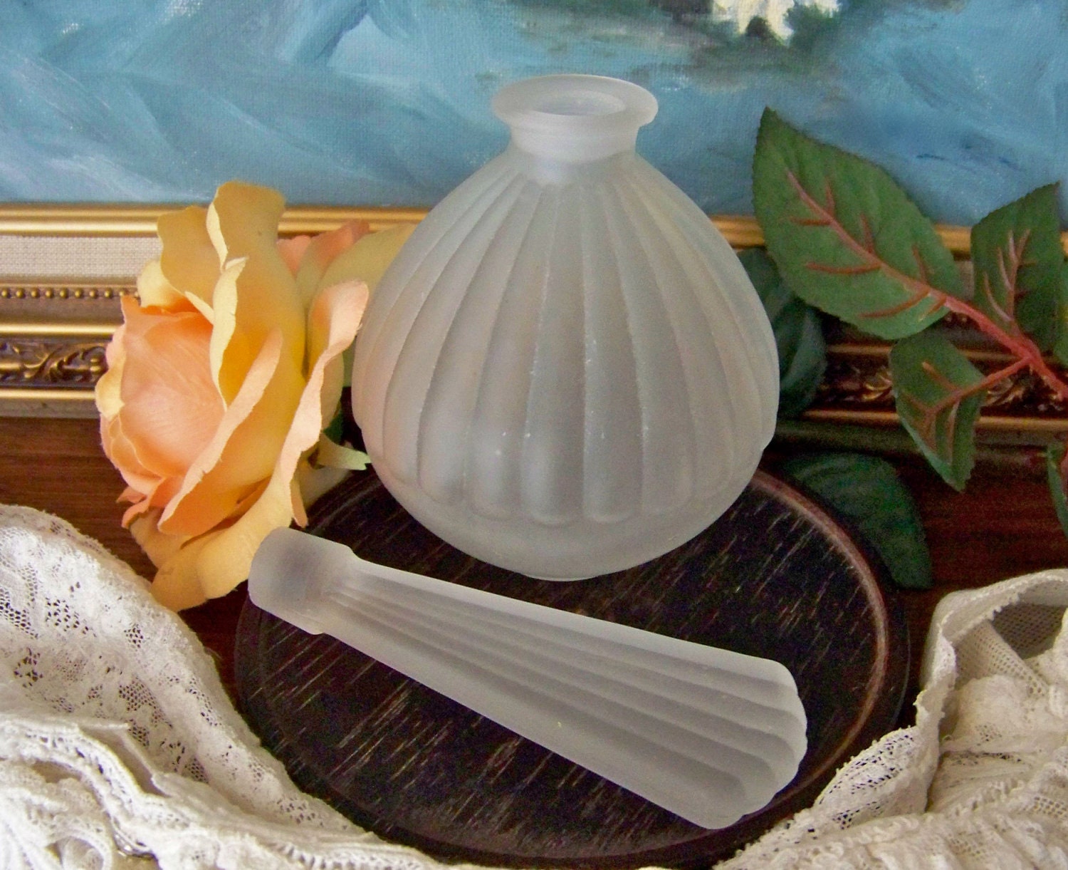 Vintage Frosted Glass Perfume Bottle