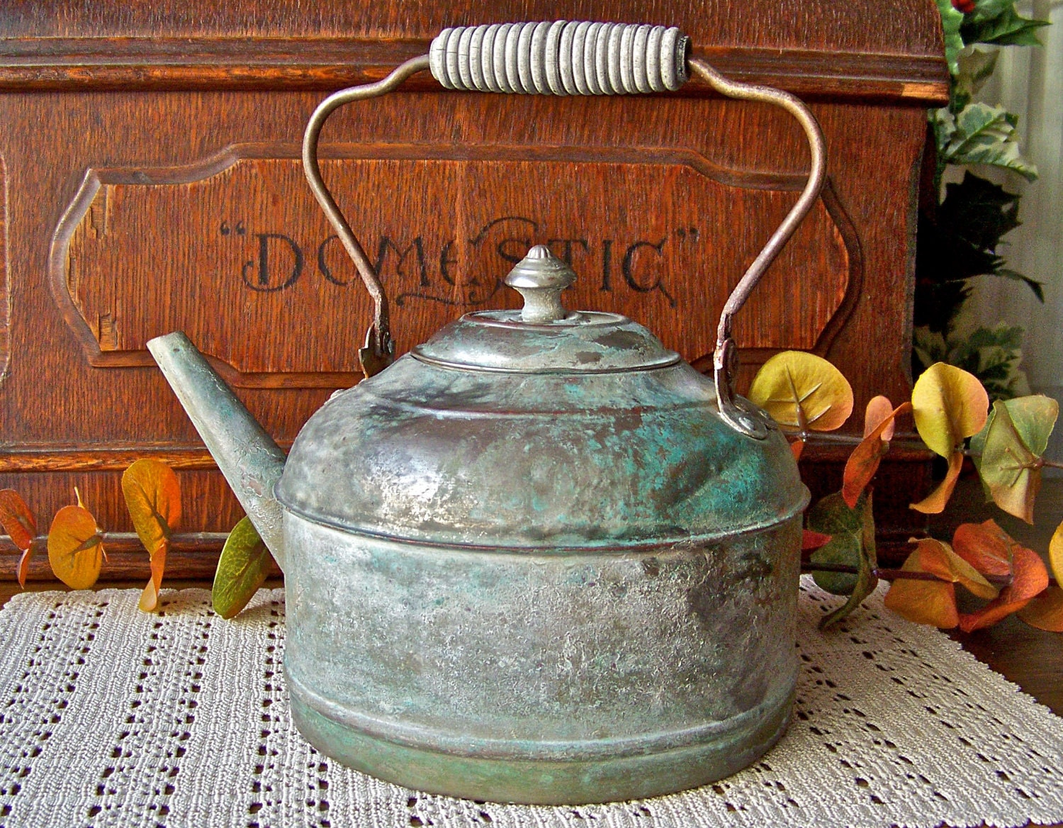 Antique Primitive Copper Teapot