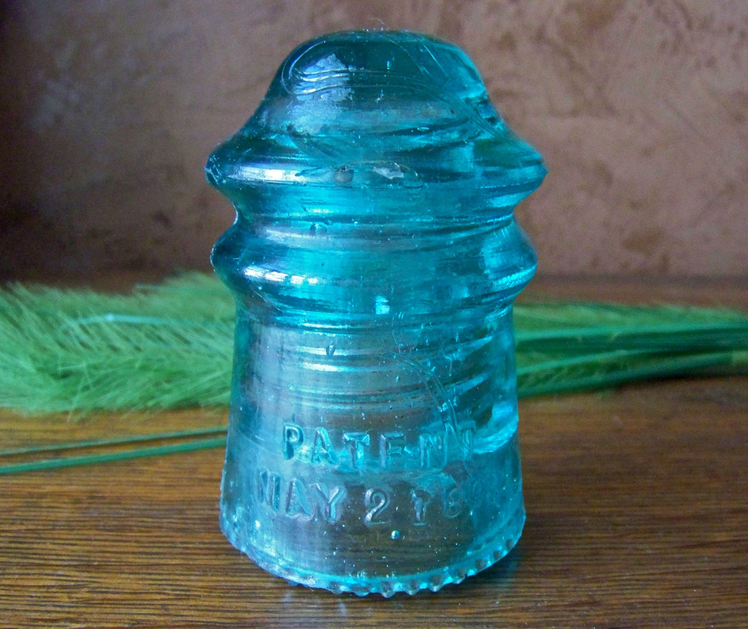 Antique Glass Insulator Turquoise 1893