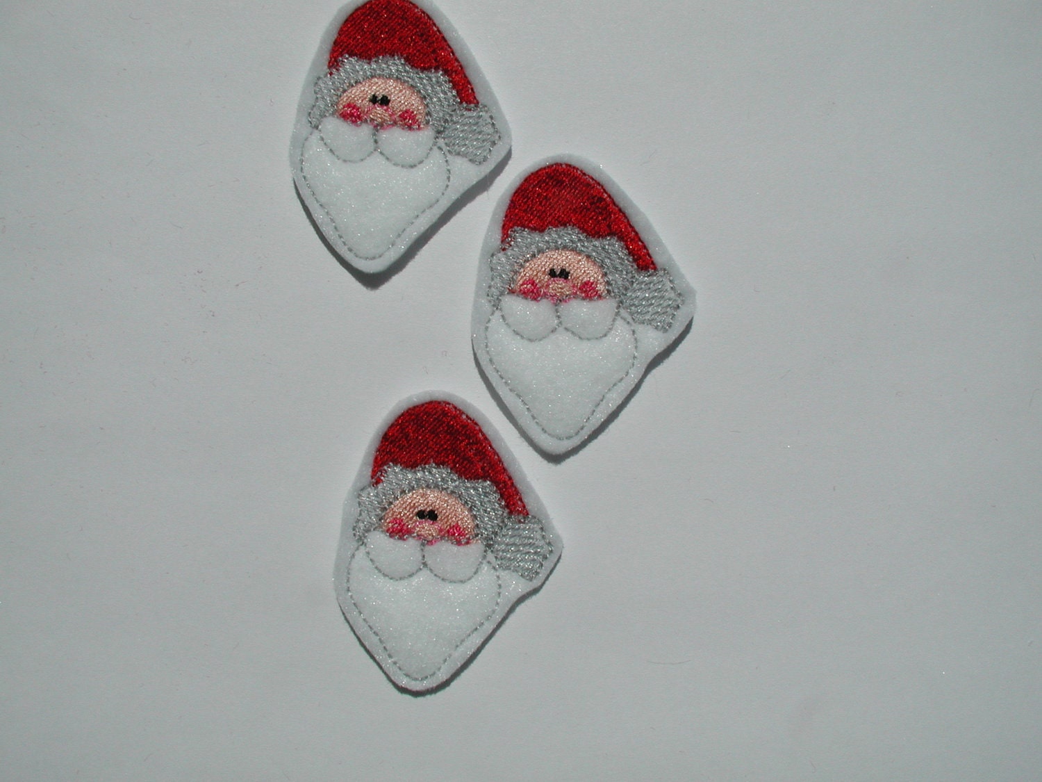 Machine Embroidered Felt - 3 SANTA  Embellishments / Appliques