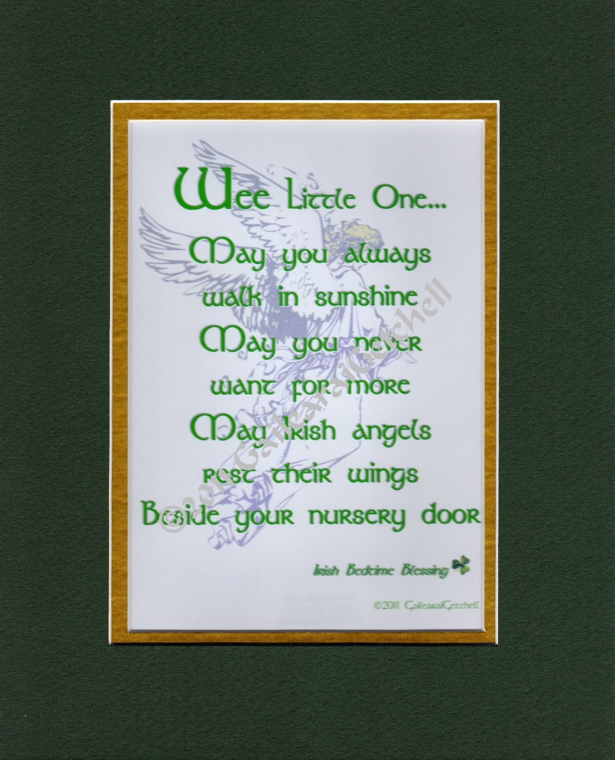 Infant Bedtime Blessing Irish Celtic Print Plaque 8" x 10" Irish Baby Blessing Prayer Choice of Mat Colour/Style