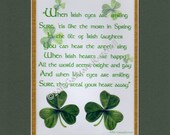 Irish Celtic Print Plaque 8" x 10" Double Mat Irish Eyes Are Smiling Song Blessing Prayer Free Personalization