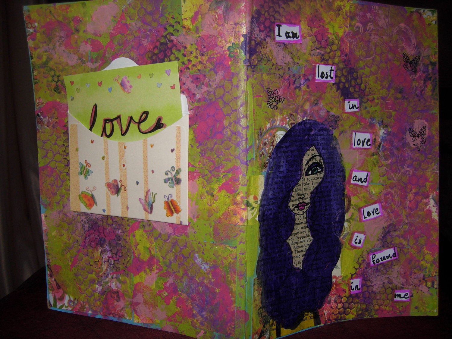 I am Lost in Love- Mixed media original covered handmade journal/sketchbook/notebook/diary