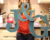 Letter Customzable Typography  Painted Mr & Mrs Wedding Decor 15 inch Color of Your Choice Vintage Style