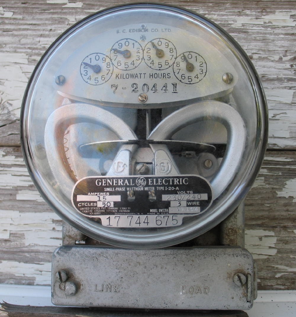 Vintage GE Electric Meter S.C. Edison Co. 1930s by IfindUbuy