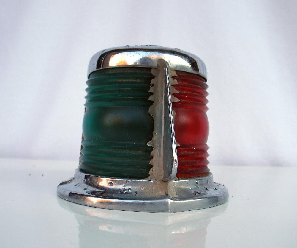 Vintage Boat Light Green Red and Chrome by IfindUbuy on Etsy