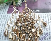 Pretty retro gold rhombus earrings pendant vintage style