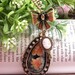 Pretty retro copper Drop shape with flower glass tie mirror necklace pendant jewelry vintage style