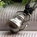 Pretty retro silver 3d three-dimensional wine pot kettle bottle with adjustable rope necklace pendant jewelry vintage style