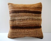 Antique Turkish Kilim Pillow Cover - Hand Embroidered - 16x16 inch