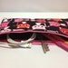 Rectangular Zipper Pouch, Pencil Case, Gadget Case - Pink and Red Cats on Black, Cute Calicos, Kawaii