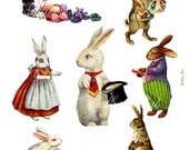 Vintage EASTER BUNNY Instant Download Rabbit Clip Art for Gift Tags Greeting Cards Scrapbooking Arts and Crafts by GalleryCat  CS159