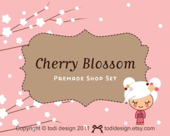 Cherry Blossom- Premade Etsy Shop Banner set Il_570xn