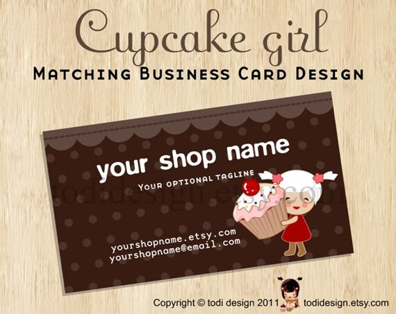 Business Card design to match Cupcake girl Premade shop set Il_570xn