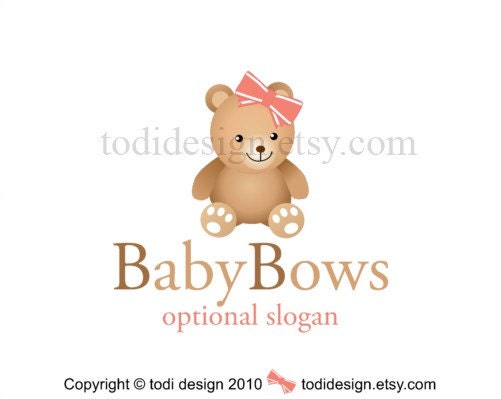 WEEKEND SALE Premade Logo design- Baby Bows Il_570xn