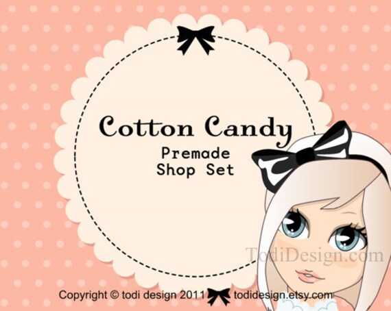 Character Illustrated Etsy Shop Banner set - Cotton Candy - Premade banner avatar set Il_570xn