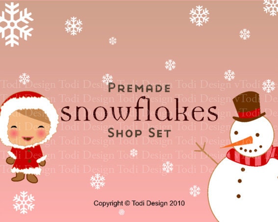 Snowflakes - Premade Etsy Holiday / Winter Banner set Il_570xn
