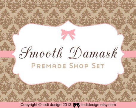 Smooth Damask- Premade Etsy Shop Banner set Il_570xn