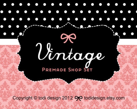 Vintage- Premade Etsy Shop Banner set Il_570xn