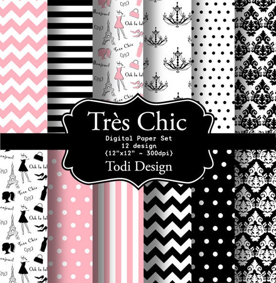 Très Chic-INSTANT DOWNLOAD Digital Paper Set Il_570xn