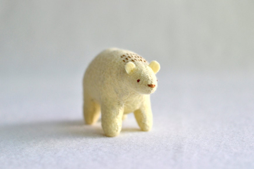 natural spirit bear  - felt bear soft sculpture by royalmint
