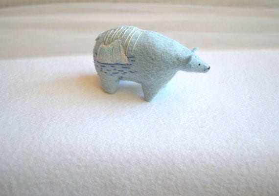 blue glacier spirit bear - felt bear soft sculpture by mountroyalmint