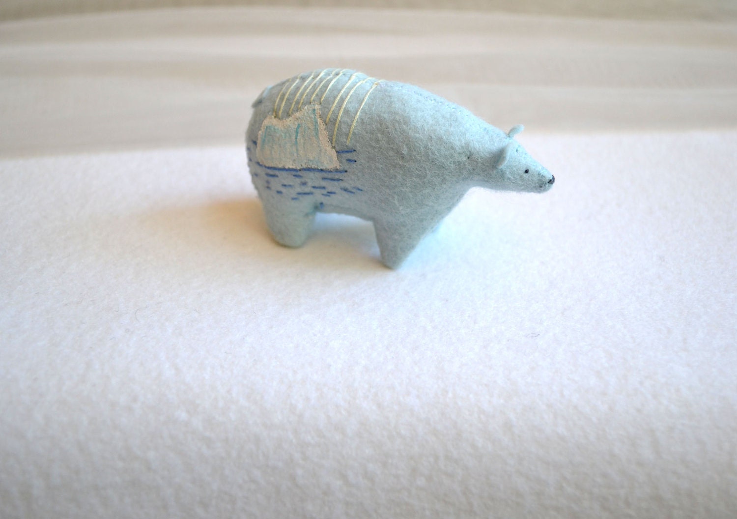 blue glacier spirit bear - felt bear soft sculpture by mountroyalmint