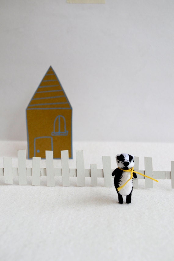 mr. badger - miniature felt pocket woodland badger by royalmint