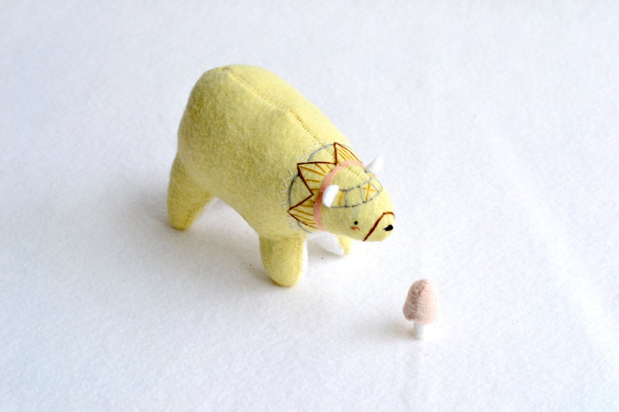 big yellow spirit bear - felt plush artist bear