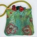 Felted Purse Bag Handmade Felt - Shoulder Purse Green Floral Design