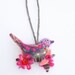 Needle Felted Decorative Ornamental Bird with Flowers