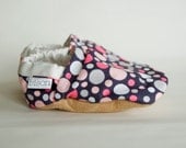 Allison Bison Booties Size 18 to 24 Months polka dot Pink Gray Toddler Slippers shoes Ready to Ship Size 5 6