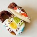 Who Me Owl Bison Booties Size 6 to 12 Months Ready to Ship baby infant cloth fabric shoes