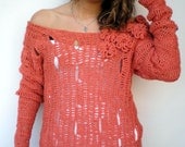 Hole  Lace Long  Sweater Trendy Lobster  Hand Crocheted Woman Dress Sweater NEW COLLECTION
