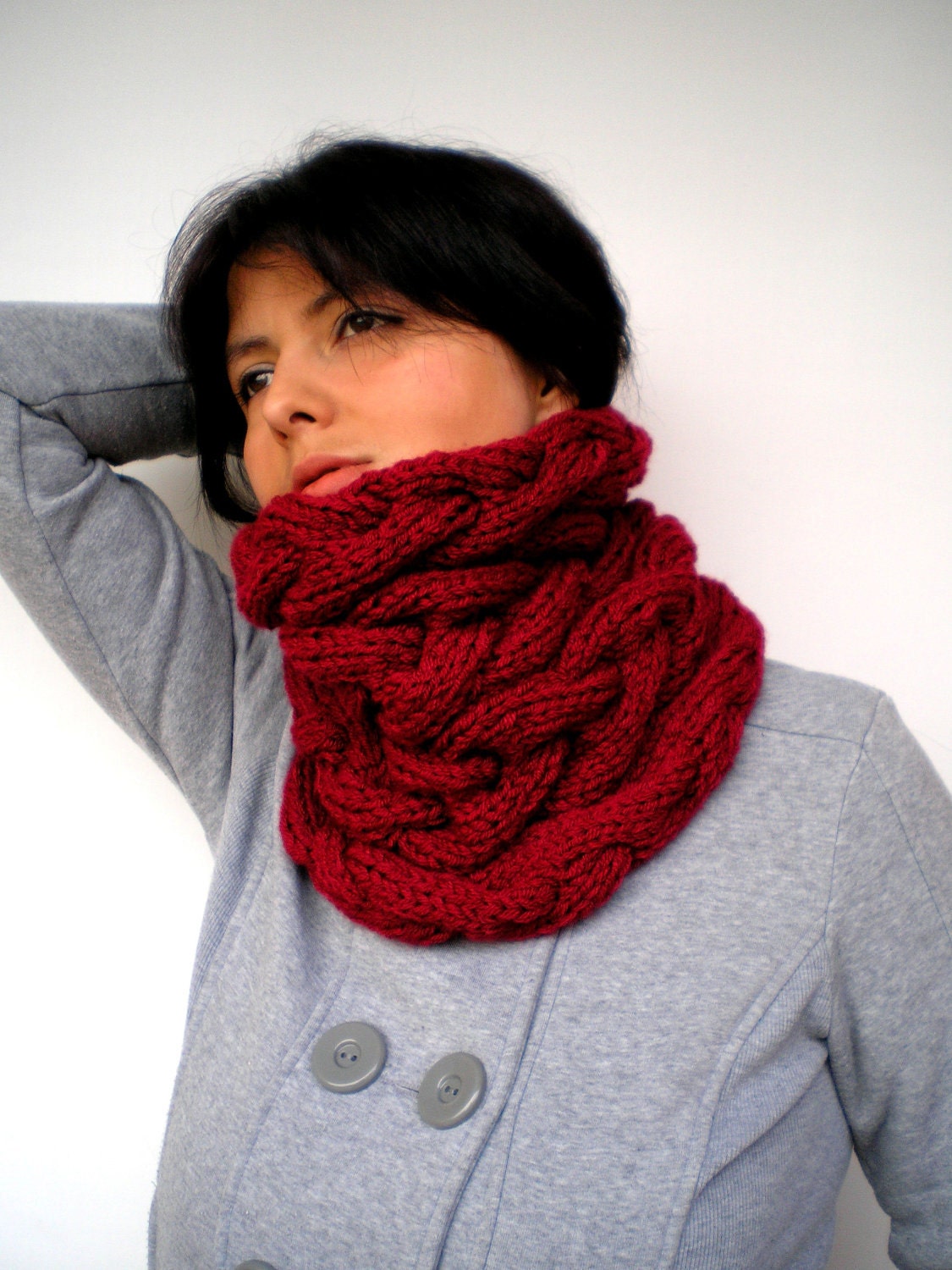 Love Dark Red Cowlnwck Super Soft Acrilyc Yarn Neckwarmer Woman  Cowl NEW COLECTION